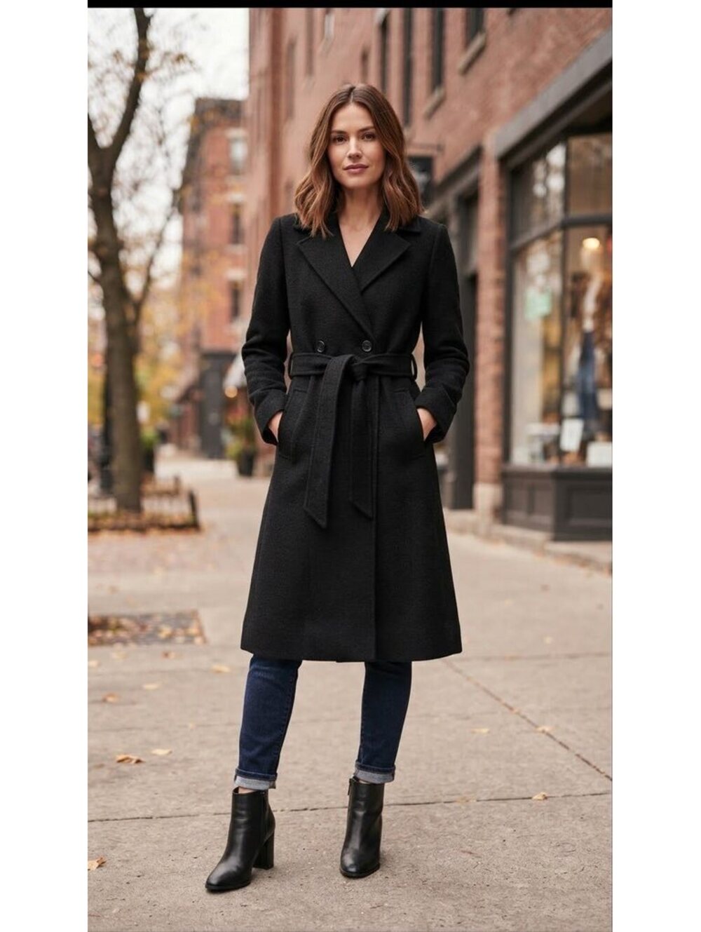 Hutch Women's Black Belted Long Coat Size XS